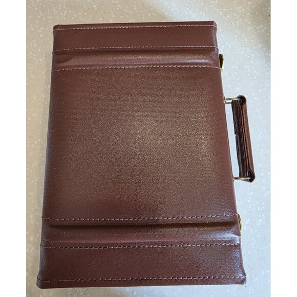 Vintage 1970's Backgammon Suitcase Board Game Brown Tan Felt 15" Faux Leather - Picture 5 of 11